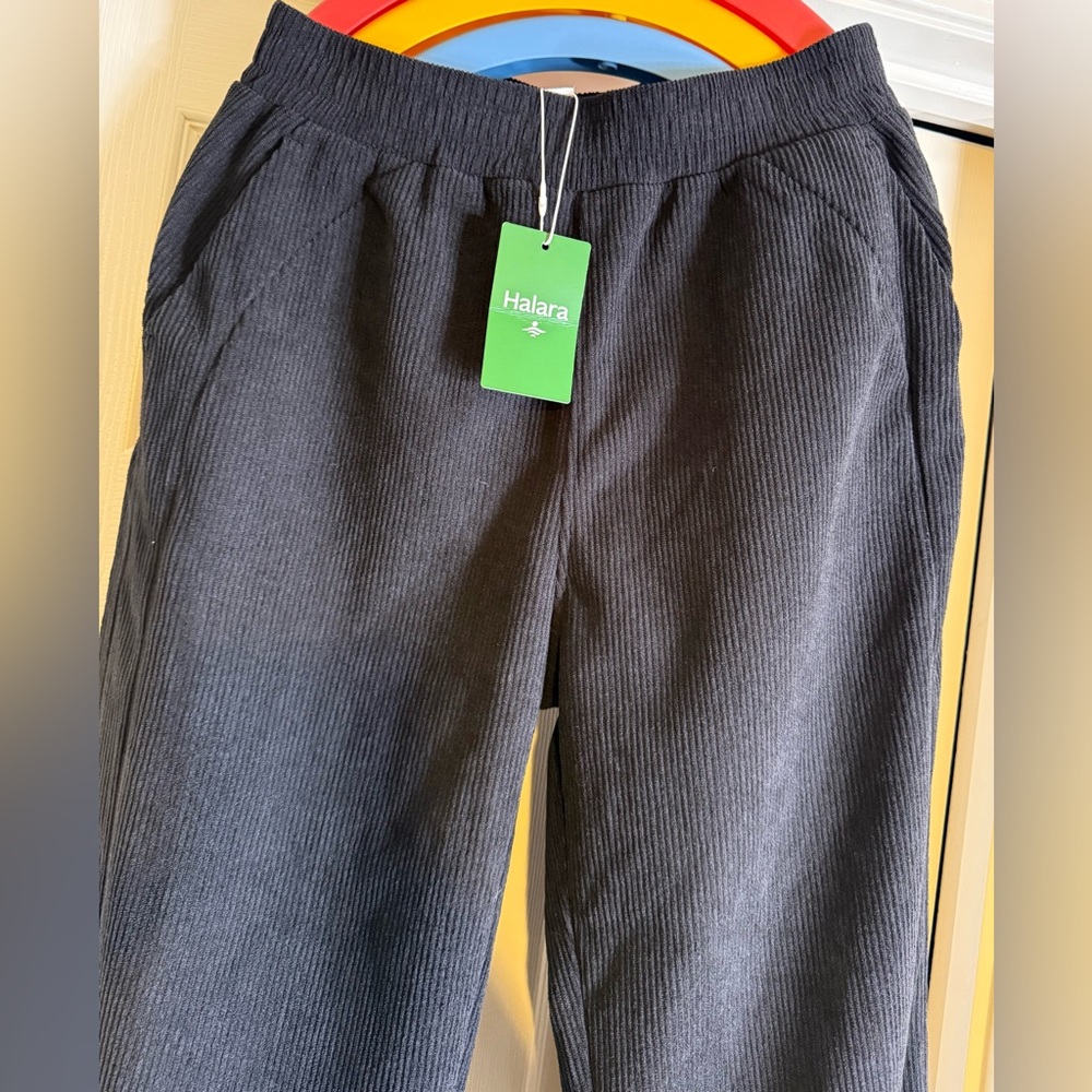 HALARA High Waisted Straight Leg Fleece Corduroy Casual Pants with Pockets